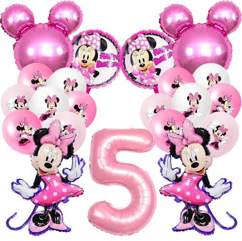 Luftballon 5 Jahr Geburtstag Mädchen,Geburtstagsdeko 5 Jahr Rosa,Riesen Folienballon 5, Ballon 5 Deko zum Geburtstag,Weiß+Rosa Helium Ballons für Dekoration Kindergeburtstag Party