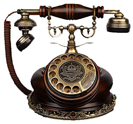 TSMBIKE Telefono con manopola rotativa Telefoni fissi retrò Classici con Filo con Campanello in Metallo Classico Funzione Vivavoce e ricomposizione, Decorazione per Telefono Cab