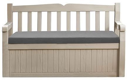 Sapphire Collection Premium Outdoor Bench Seat Pad | Water Resistant Cushion for Iceni & Eden Storage Benches 128x50cm | Comfortable Patio Furniture Swing Bench Pads (Grey)