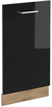 Vicco Panel Frontal del lavavajillas R-Line, Negro Brillo Intenso, 45 cm | Para lavavajillas totalmente integrado de 45 cm · Sin encimera · ✓ A juego con el frente de cocina · ✓ Libremente combinable
