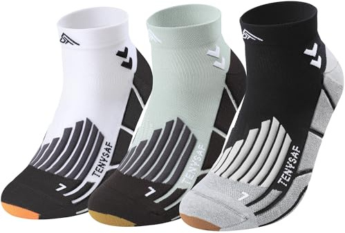 Lounwee Compression Sport Running Socks: Athletic Socks for Men Women with Cushion,3 Pairs Work Hiking Basketball Ankle Socks