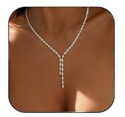 STONEFANS Rhinestone Long Necklaces for Women - Dainty Tennis Lariat Necklace Cute Silver Drop Necklace Simple Choker Necklace Party Prom Jewelry Bridesmaid Gifts