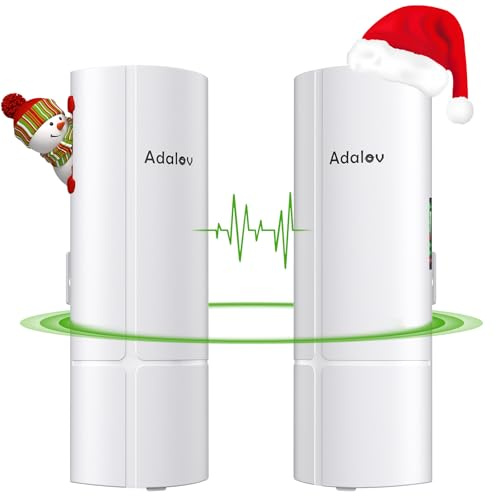AdaLov Gigabit WLAN Bridge Outdoor CPE365, 5.8GHz Wireless Bridge,16dBi Richtfunk WLAN,3KM Punkt-zu-Punkt-Netzwerk für Kamera/Shop/Scheune/Gerätehaus,24V PoE (CPE365-Gigabit/Keine Klammern)
