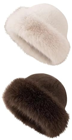 Battnot Mütze Damen Fellmütze Pelzmütze Damen Weihnachtsmütze plüschmütze Warm Weich Damenmütze Kunstfell Faux Fuchs Pelz Warm Weich Russische Kunstpelzmütze für Reisen, Skifahren, Wandern