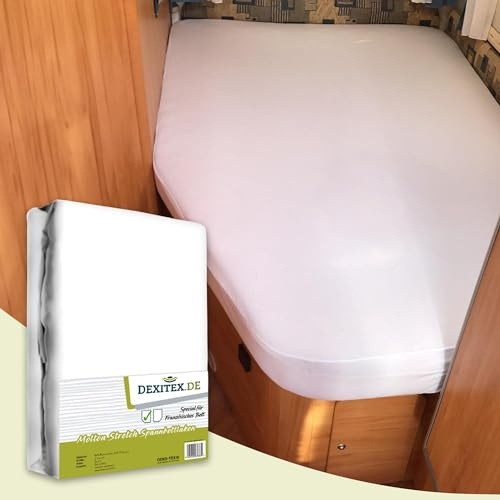 Dexitex - Caravan - Molton Matratzenschoner - Französische Betten - Französische Matratzen für Linke Ecke - Öko-Tex - 100% Baumwolle, 1 Stück - Weiß