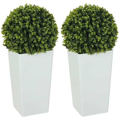 HOMCOM 2er-Set Künstlicher Eukalyptuskugeln 65 cm Kunstpflanze mit 330 Blättern im Topf, künstliche Pflanzen Plastik wie echt Deko mit UV-Schutz für Wohnzimmer Schlafzimmer Büro Garten