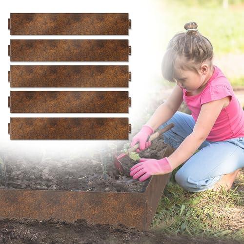 UISEBRT Cortenstahl - Bordo per aiuole in acciaio zincato, 35 m, altezza 15 cm, per aiuole fai da te, aiuole, sentieri da giardino, alberi, ghiaia