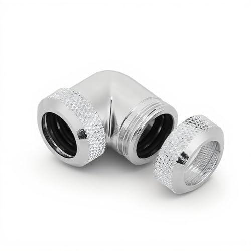 Adattatore Filettato G1 / 4,Richer-R Filetto in Ottone 14mm OD Adattatore rRccordo per Raffreddamento ad Acqua a Gomito a 90 Gradi,Connettore per Tubo Resistente Raffreddamento ad Acqua PC(Argento)