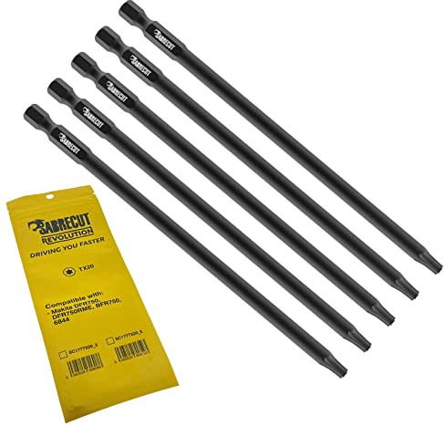 SabreCut 5pcs SC177TX20_5 177mm TX20 Trockenbau Autofeed Bits | Kompatibel mit Makita DFR750 DFR750RME BFR750 6844, einseitig, robuster geschmiedet Spitze verbessert Schlagfestigkeit