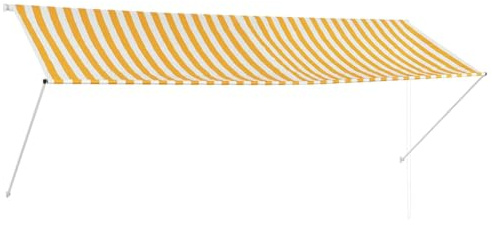 vidaXL Markise, Klemmmarkise Einziehbar, Sonnenschutz für Fenster Terrasse Balkon, Balkonmarkise Fallarmmarkise Fenstermarkise, Gelb Weiß 350 x 150cm