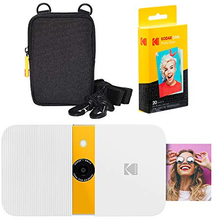 KODAK Smile Cámara Digital de impresión instantánea (Blanco/Amarillo) Soft Case Kit
