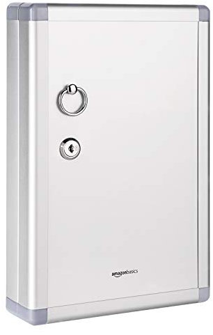 Amazon Basics Schlüsselkasten für 24 Schlüssel, abschließbarer Kasten, Rechteckig, 6.1 x 21.6 x 31.8 cm, Silber