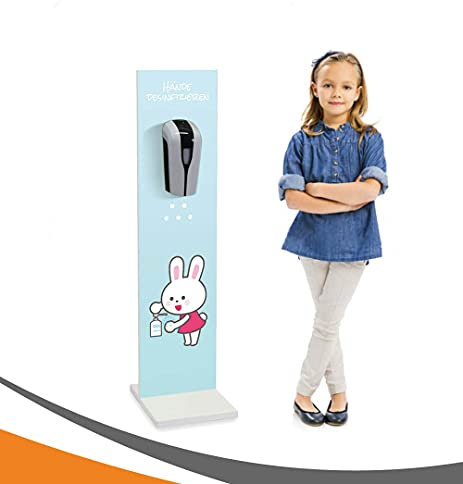 MyMAXXI | Hand Desinfektionsmittelspender Station Sensor Kids Kinder Hase Spender Desinfektion Set 1x 1L Desinfektionsmittel stehend automatisch | touchless Disinfection Desinfektionsspender