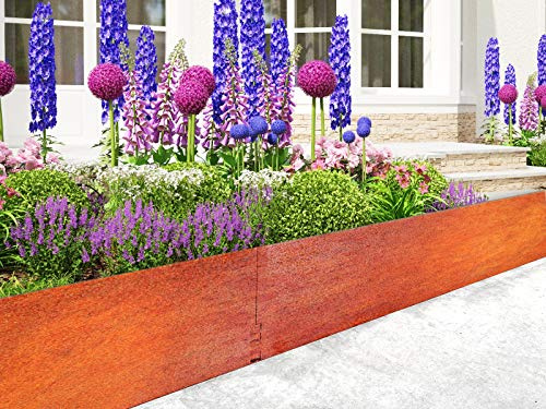 Rasenkante 4mm 15-25cm Corten Stahl Edelrost Mähkante Beeteinfassung Umrandung Metall Magic Rasen ZP (24, 15)