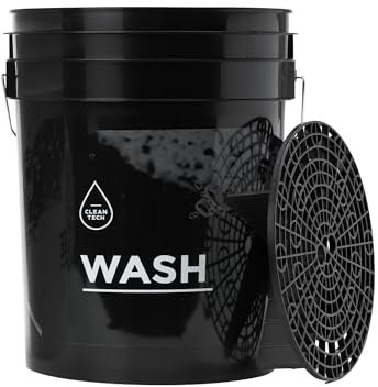 CLEANTECH CO Seau de Lavage de Voiture 20L avec Grille filtrante - Noir - séparation optimale de la saleté - idéal pour Le Lavage Manuel de la Voiture