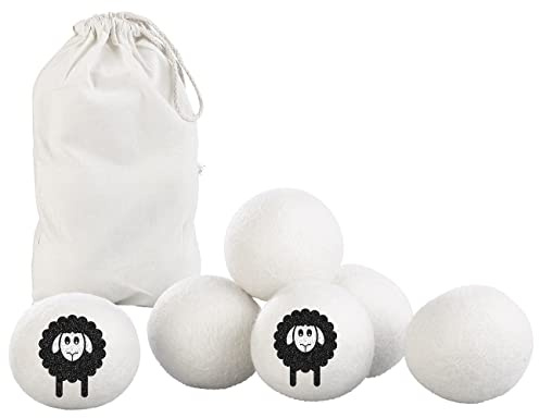 infactory Wäscheball: 6er-Set Wiederverwendbare XXL-Trocknerbälle aus Wolle, je 7 cm (Öko-Waschbälle, Tocknerball, Waschmaschine)
