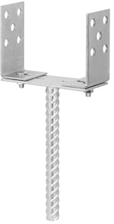 ADGO Säulenfuß mit Stange, Verstellbarer 0-160, Anker, für Mauerwerk, Pfostenbefestigung, Verstellbarer Anker, Verstellbare Breite, Anker zur Befestigung in Beton, Stahl Verzinkt, Silber