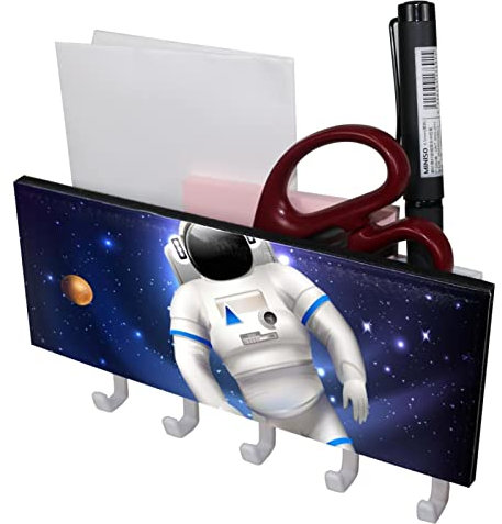 Outer Space Schlüsselhalter Wand Briefhalter mit 5 Haken Selbstklebend für Eingangsbereich Flur Küche Büro
