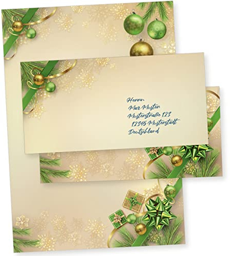 Chalet Noel 250 Sets Weihnachtsbriefpapier mit Umschlag ohne Fenster Weihnachtspapier A4 Briefpapier Weihnachten