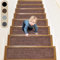 ToStair Tappeti per Scale, 76x20cm,15 Pezzi, Tappetini Antiscivolo Sicurezza Runner Interno con Adesivo Riutilizzabile per Bambini, Anziani e Animali Domestici, Marrone