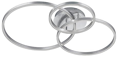 Trio Leuchten LED Deckenleuchte Winona 670810607, Metall Nickel matt, inkl. 56 Watt LED, Fernbedienung, Dimmer, Farbwechsel, Nachtlicht