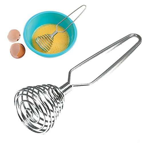 5 Pezzi, Frusta da Cucina Frustino a Spirale Manuale, in Acciaio Inox, antiruggine, mescolare e Montare Uova, sbattiuova per Dolci, 20x6cm, Color Argento