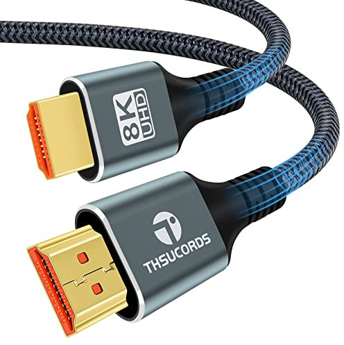 Thsucords Câble HDMI 8K 5M, Câble HDMI vers HDMI 2.1 tressé haute vitesse 8K@60Hz, 4K@120Hz 144hz 48gbps Compatible with Roku TV/PS5/HDTV/Blu-ray