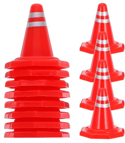 ULTECHNOVO 12Pcs Mini Traffic Cones Plastic Roadblock Signs for Diy Sand Table Simulation Educational Play and Traffic Demo Models