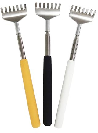 Oruiiju 3 Piezas Rascador Trasero, Rascadorde Espalda Telescópico de Acero Inoxidable, Portátil Espalda Rascador,para el Picor Alivio y Body Massage