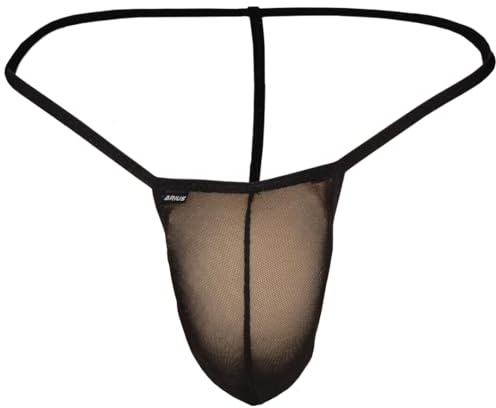ARIUS Sexig transparent svart herr tanga - sexig het herr string - sexiga underkläder för män - sexig erotisk herr string - herrunderkläder, svart, L