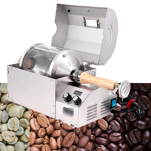 1200W Electric Coffee Roaster with Adjustable Temperature and Speed - Ideal for Roasting Coffee Beans and Dried Fruits - Visible Drum Roller for Precise Roasting - Perfect for Home Baking