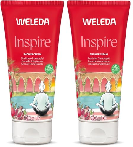 WELEDA Bio Inspire Duschgel vegan - Naturkosmetik Granatapfel Duschseife für Frauen & Männer mit Orange/Vanille Duft, Natürliche Hautpflege Dusche zur Reinigung von Gesicht & Körper (1x 200ml)