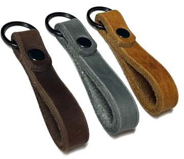 Hund natürlich Schlüsselanhänger aus Rindsleder – Handgefertigt in Deutschland – Echtleder Anhänger mit mattschwarzem Ring, ca. 10 cm – Edles Accessoire für Männer & Frauen – Unisex Geschenkidee