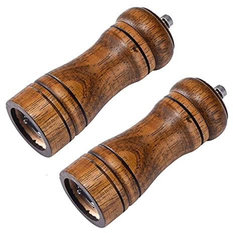 Pepper Mill Salt Grinder Spice Grinder 2pcs Wooden Pepper Mill,Pepper Grinder Kit,Manual Mills Salt and Pepper Grinder Set Salt and Pepper Mill (Color : Bruin, Size : 14 * 5cm)
