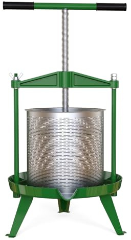 EJWOX Green Fruit Wine Press 3.69 Gal - Heavy-duty T-Handle & Cross-beam, Stainless Steel Juice Maker for Apple, Grape, Home Brewing