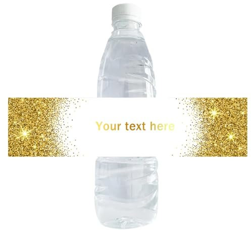 Etichette Per Bottiglie D'Acqua Personalizzate - 50/100 Pezzi Modello Lussuoso Testo Data Personalizza Etichette Adesive Per Bottiglie, Personalizza Compleanno Battesimo Matrimonio Bar Mitzvah Deco