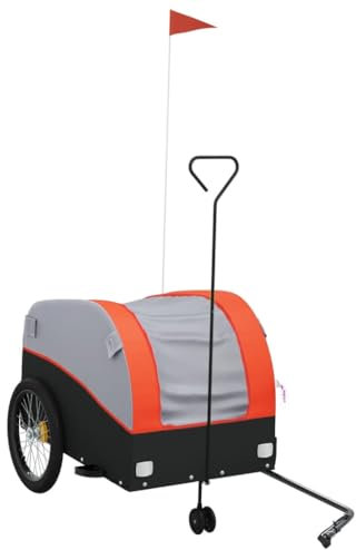 vidaXL Fahrradanhänger, Lastenanhänger für den Transport Schwerer Güter, Anhänger für Fahrrad, Radanhänger Transportanhänger, Schwarz Orange 45kg Eisen
