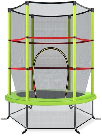 COSTWAY Cama Elastica Infantil Ø 165cm, Trampolines con Red de Seguridad y Almohadilla para Muelles para Niños de 3-6 Años, de Interior/Exterior, Carga estática 135kg