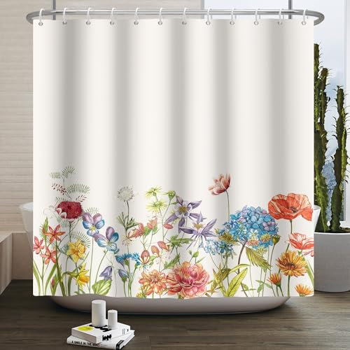 Duschvorhang Lila Gelb Grün Duschvorhang Stoff Polyester Badevorhang Duschvorhang Wasserdicht Antischimmel Shower Curtains mit 12 Duschvorhangringen Duschvorhang Badewanne 200x220cm