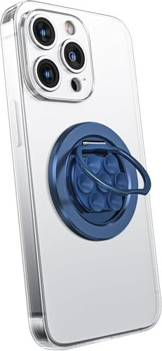 Magnetischer Handy-Halterungsring für MagSafe, Handy Ring Halter mit 360° Saugnapf Griff Phone Holder für iPhone 16/15/14/13/12/Pro Max/Pro/Plus/Mini-Blau