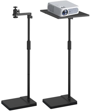Kuabiz Laptop Projector Floor Stand with Tray,Universal Projector Mount Tripod Adjustable Height 122-154 cm,Multi-functional Projector Ceiling&Music&Lectern Stand,360°Rotating,Hide Against