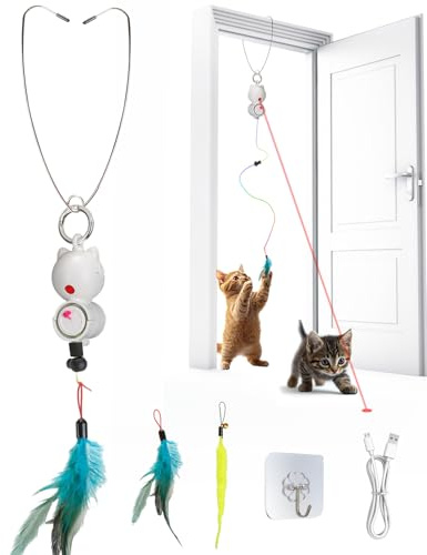 Fresum Katzenspielzeug Selbstbeschäftigung, Elektrisch Intelligent Cat Toy Hängendes Automatisch Einziehbares Spielzeug Federspielzeug Interaktives Katzenspielzeug für Katze und Gegen Langeweile