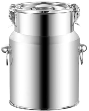 Generico Bidone del Latte in Acciaio Inox, Secchio del Latte, barile dell'olio con Coperchio, Serbatoio di Trasporto, barile sigillato, Contenitore per Vino, per Latte, Olio, Vino, 5L 17X24