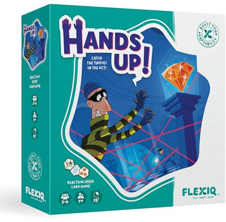 FlexiQ Hands Up! Kartenspiel | Gesellschaftsspiele für Erwachsene und Kinder ab 7 Jahre | Reisespiele für 2-6 Personen | 15 Minuten Spieldauer