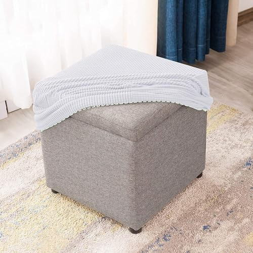 uyeoco Hockerbezug Fußhocker Quadratisch 40x40/50x50 Stretch Ottoman Cover Ottomane Schonbezug Hocker Hussen für Fußhocker Stretch Ottomane Abdeckung Hocker Protector Hockerabdeckung(L,50x50cm)