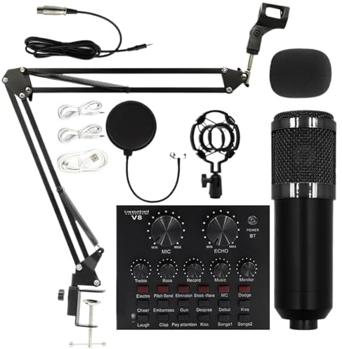 Recording Studio Equipment User Friendly, Sound Card Set, Audio Kit, | Multipurpose User Friendly Live Streaming Kit, Complete Bundle for Anchors, Singers, Voice Actor, Recording