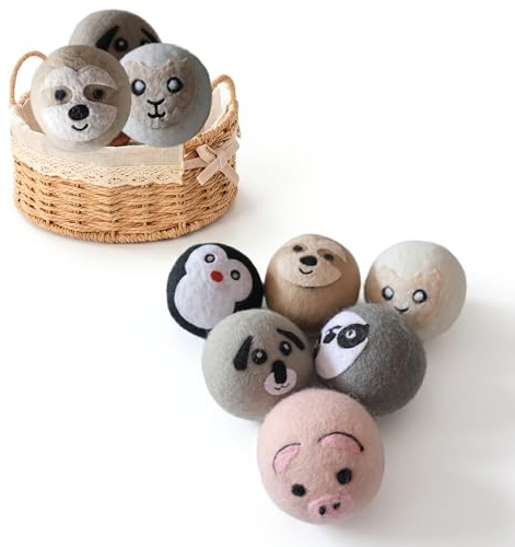 YWXWY Wool Dryer Balls, Cute Pattern Drying Balls for Laundry, Anti Static, Saving Drying Time&Reducing Clothing Wrinkles, Dryer Balls Laundry Reusable - 6 Pack