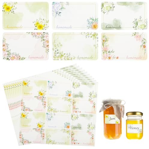 Marmeladen Etiketten, 540 Stück Etiketten Selbstklebend (30 x 50 mm) | Klebeetiketten zum Beschriften, Aufkleber Etiketten Marmeladengläser für Marmelade, Backen, Gläser, Flaschen, Tüten