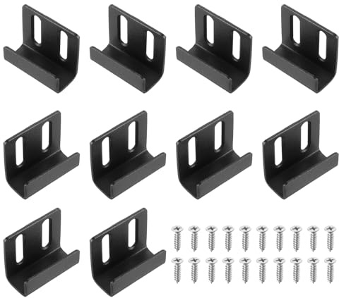 QUARKZMAN 10 Pcs Ganci in Acciaio Inossidabile Nero Larghezza Interna 15mm | Ganci Regolabili per Esposizione Piastrelle, Staffa di Montaggio a Parete Ganci Montati, per Piastrelle