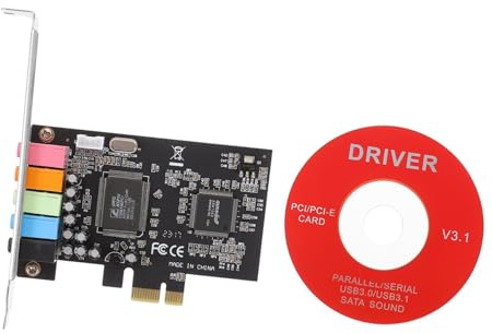 Carte Son Pcie vers 5.1 Cmi8738-6ch en Métal avec 5 Interfaces | Équerre Low Profile, Entrée Audio Ligne et Micro, Sortie Standard Avant Arrière Centrale Basse Couleur Aléatoire